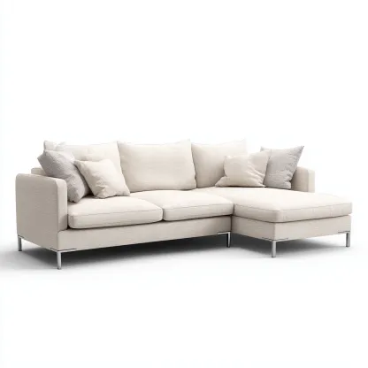 Canapé d'angle-tissu-métal-262x162x86 cm-blanc cassé-design moderne-Nestupbase