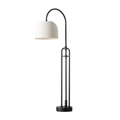 Lampadaire - métal-tissu - 32x32x170 cm - noir-blanc - style moderne-Nestupbase