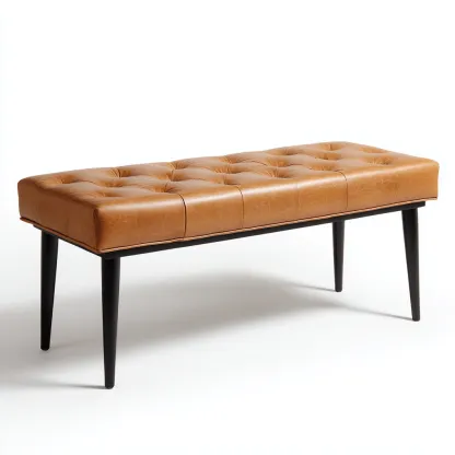 Banc d'entrée-cuir-métal-100x40x45 cm-Camel-Design moderne-Nestupbase
