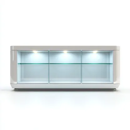 Meuble TV - MDF-verre - 160x40x55 cm - Blanc - Style moderne-Nestupbase