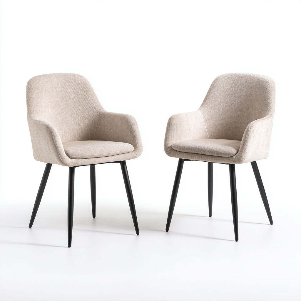 Ensemble de chaises de jardin - tissu-métal - 60x58x83 cm - beige-noir - design moderne-Nestupbase