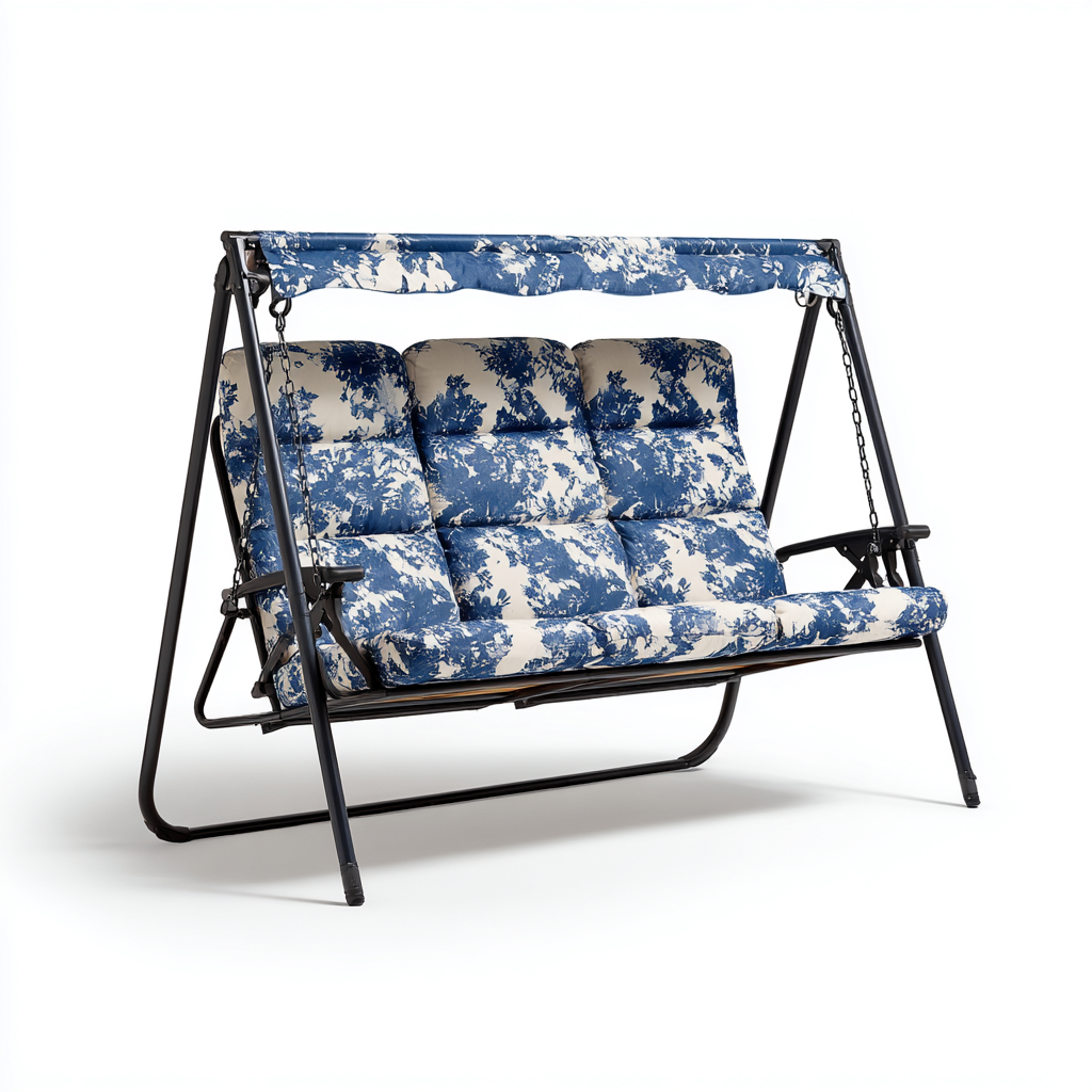 Balancelle de jardin - métal-textile - 170x110x155 cm - bleu-blanc - style contemporain-Nestupbase