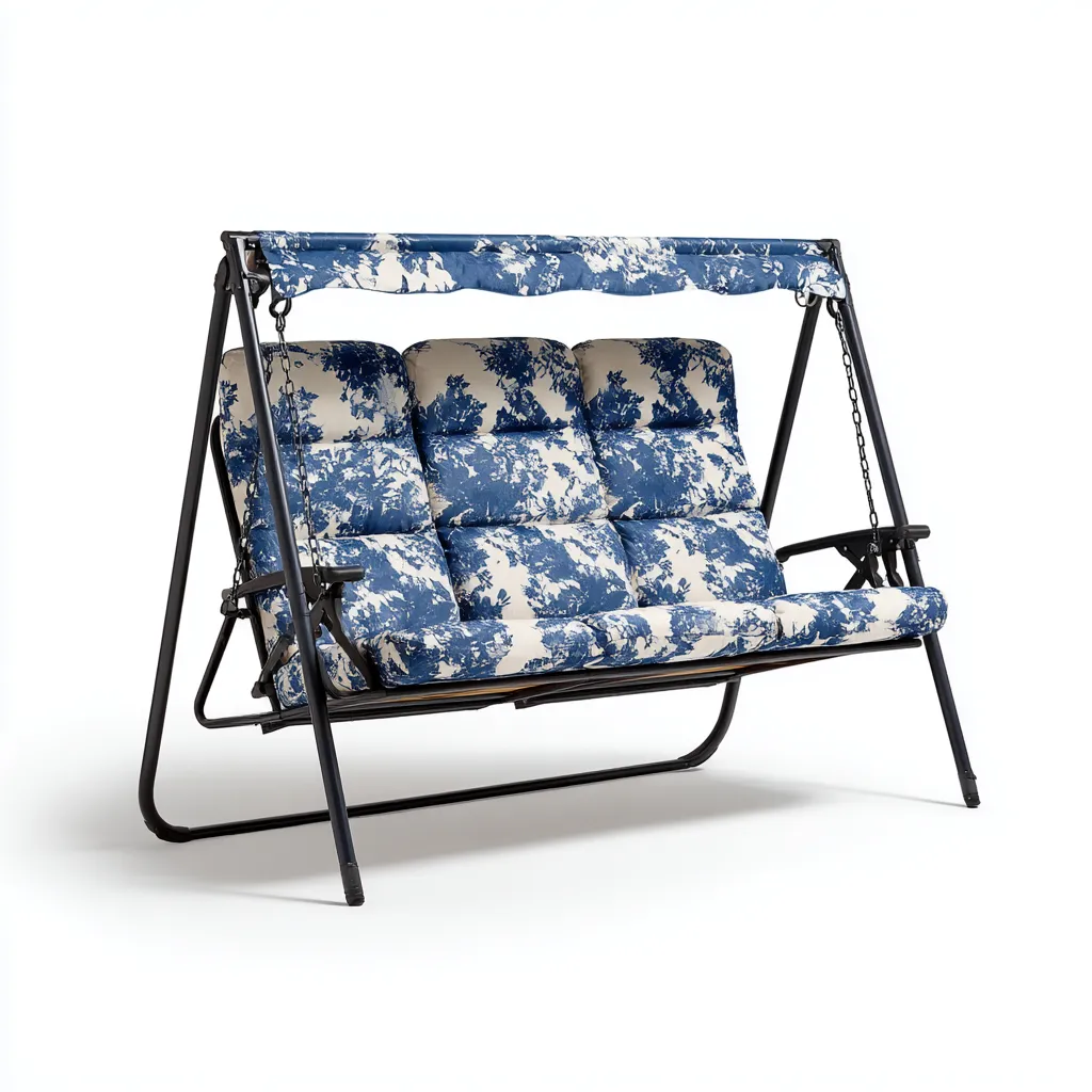 Balancelle de jardin - métal-textile - 170x110x155 cm - bleu-blanc - style contemporain-Nestupbase