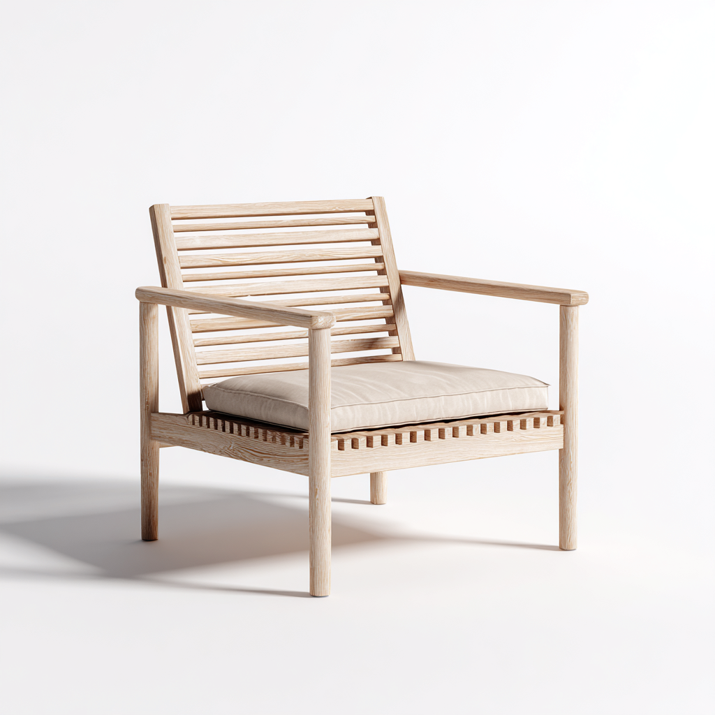 Fauteuil de jardin - bois-tissu - 84x77x86 cm - chêne clair-beige - design moderne-Nestupbase