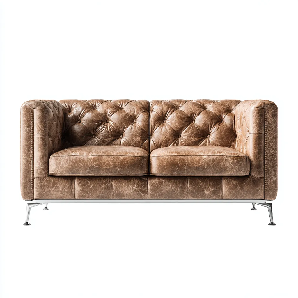 Canapé droit-cuir synthétique-170x82x86 cm-marron-design classique-Nestupbase