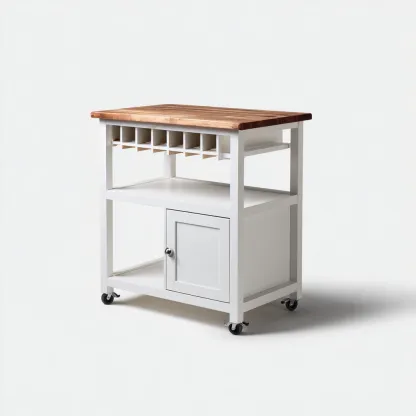 Îlot de cuisine-bois-métal-60x45x90 cm-Blanc-Bois naturel-Style fonctionnel-Nestupbase