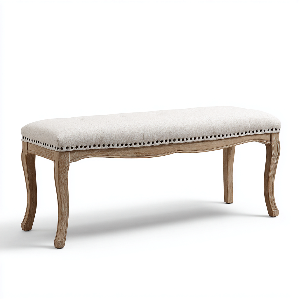 Banc d'entrée-tissu-bois-110x40x47 cm-Beige-Style classique-Nestupbase