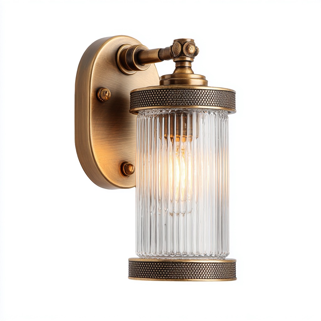 Applique murale - métal-verre - 27x12x18 cm - bronze - style vintage-Nestupbase