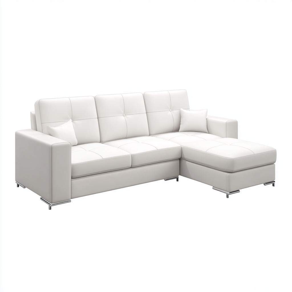 Canapé d'angle-cuir-métal-260x163x88 cm-blanc-design moderne-Nestupbase