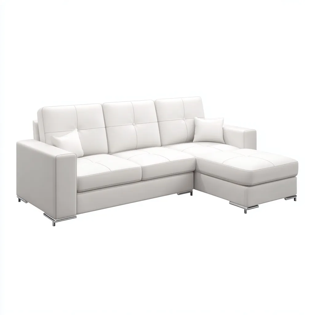 Canapé d'angle-cuir-métal-260x163x88 cm-blanc-design moderne-Nestupbase