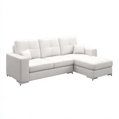 Canapé d'angle-cuir-métal-260x163x88 cm-blanc-design moderne-Nestupbase