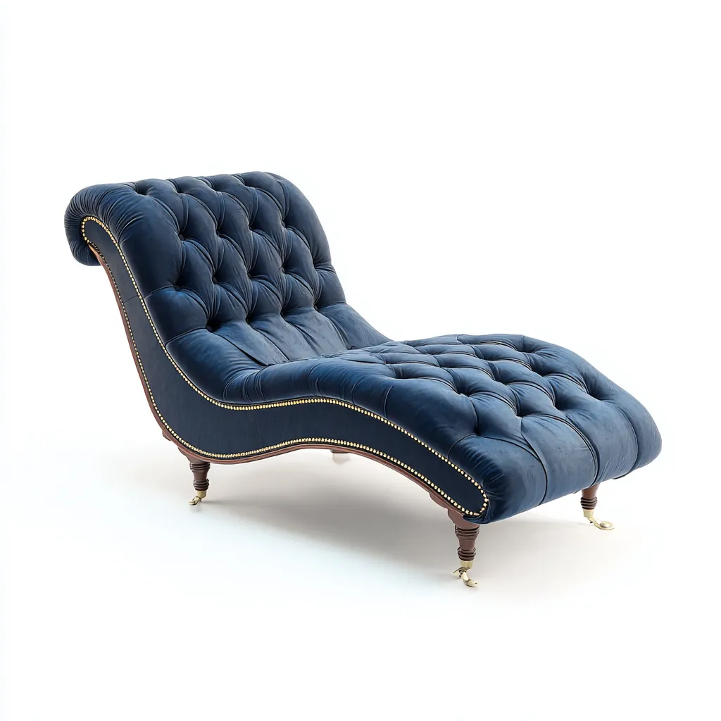 Chaise longue-velours-170x75x88 cm-bleu marine-style classique-Nestupbase