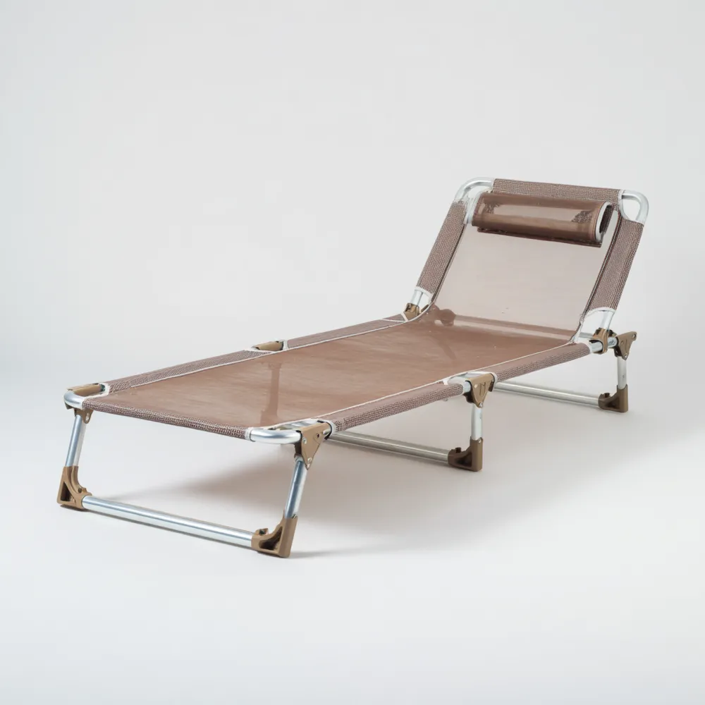 Lettino Prendisole in Alluminio 180x60x35 cm – Marrone – Design Pieghevole