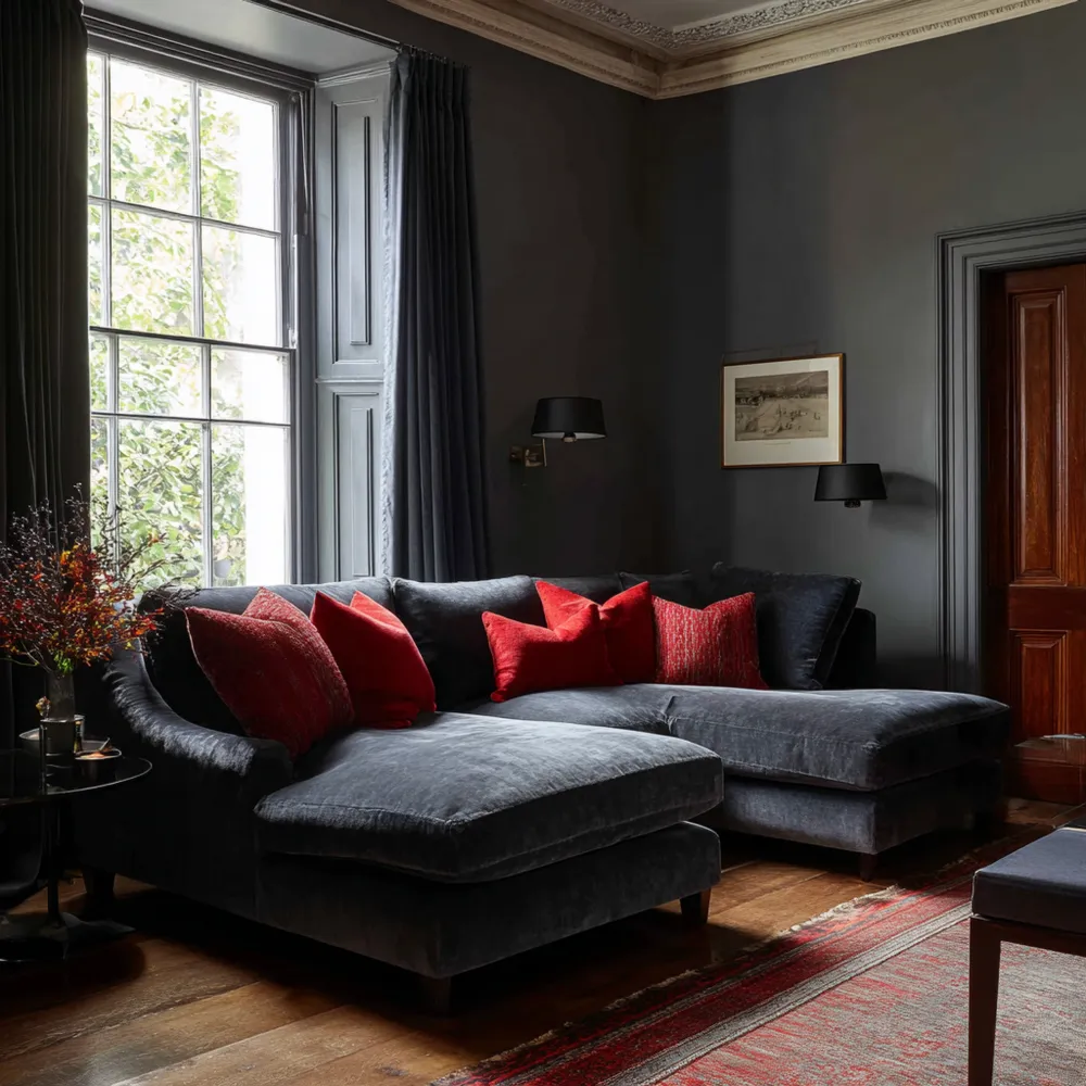 Divano angolare in velluto 250x160x85 cm - Grigio Scuro