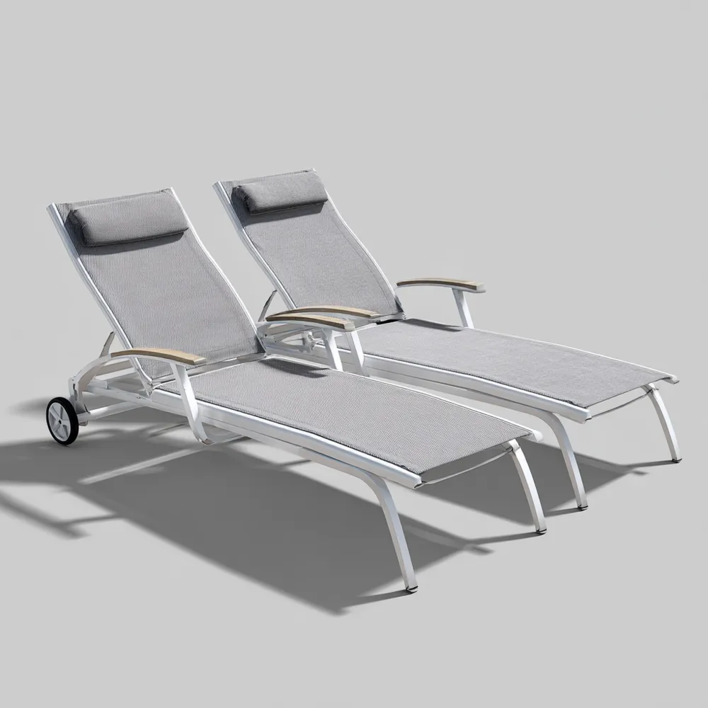 Sdraio da Giardino Metallo 200x65x40 cm – Grigio – Design Moderno