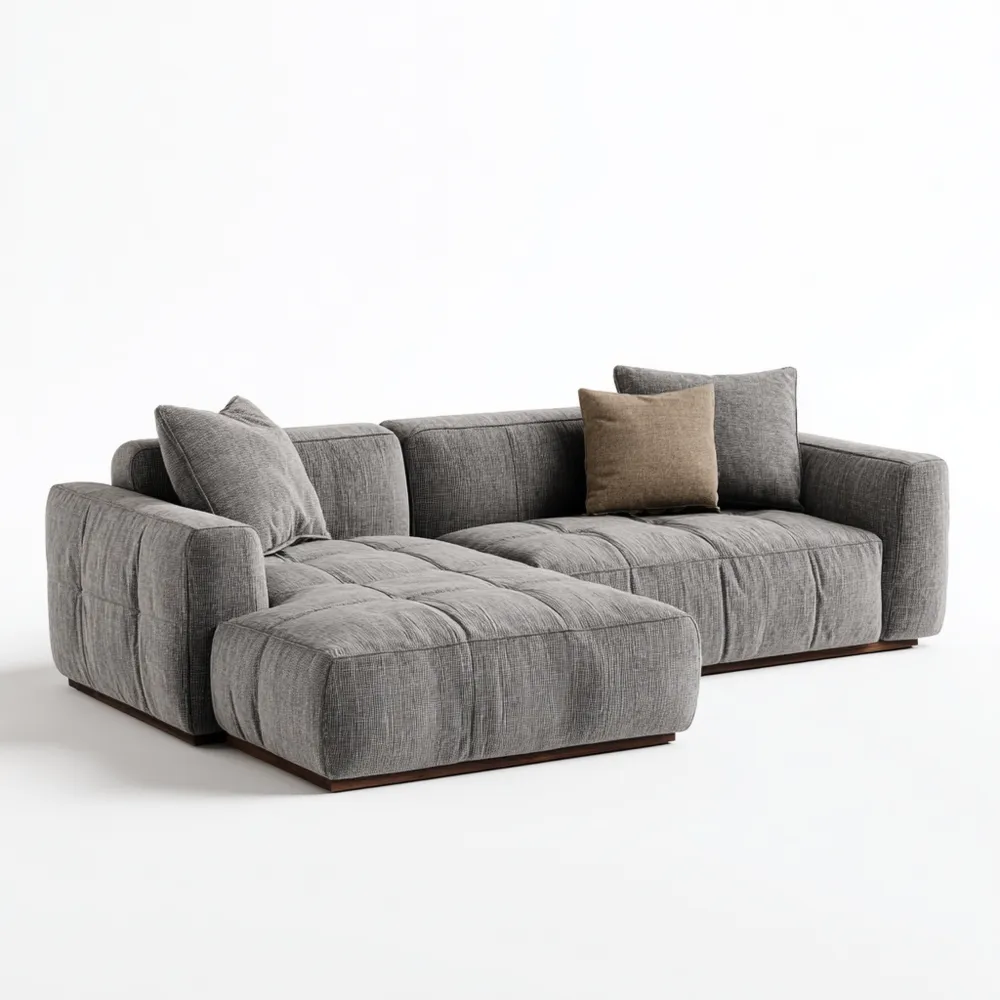 Divano angolare in tessuto 210x150x85 cm - Grigio