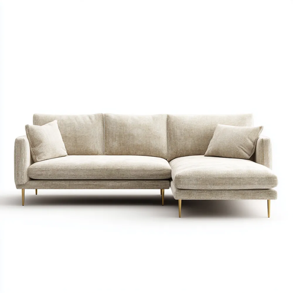 Divano angolare in tessuto 250x150x85 cm - Beige - Design moderno