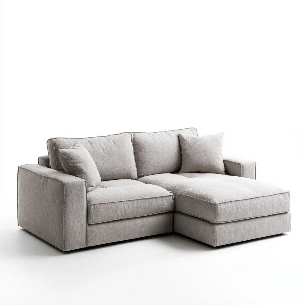 Divano angolare in tessuto 250x160x85 cm – Grigio chiaro – Design moderno