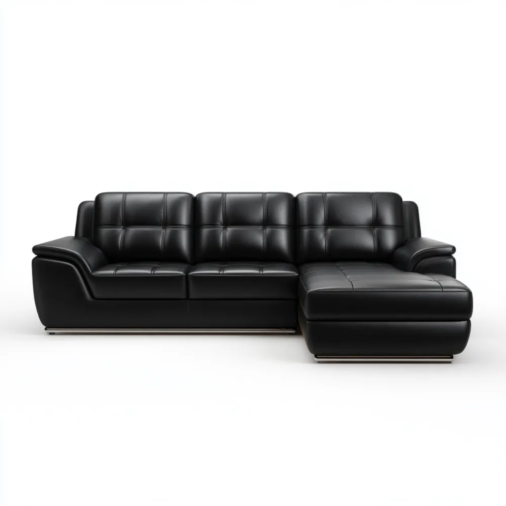 Divano angolare in pelle 280x170x85 cm - Nero - Design Moderno