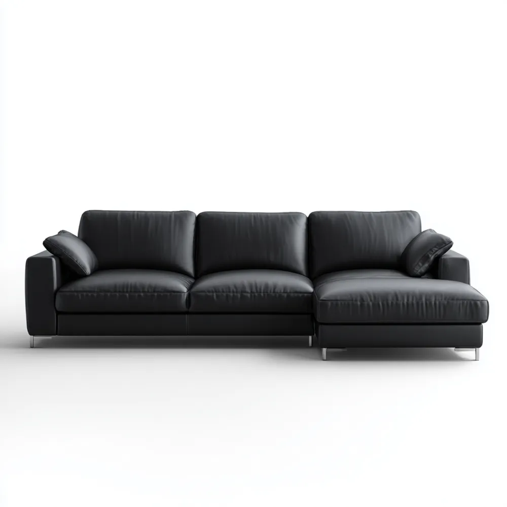 Divano angolare in pelle 250x90x85 cm - Nero