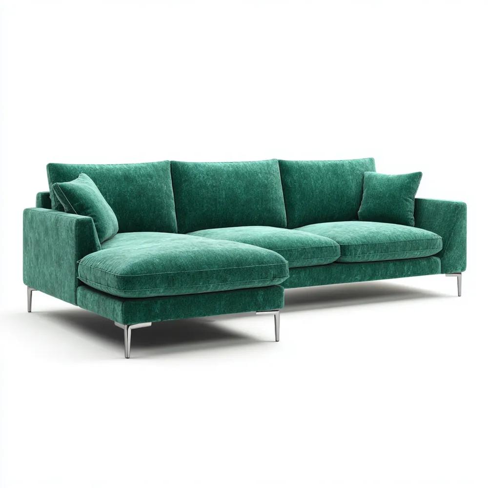 Divano angolare in tessuto Verde 250x150x85 cm - Design moderno