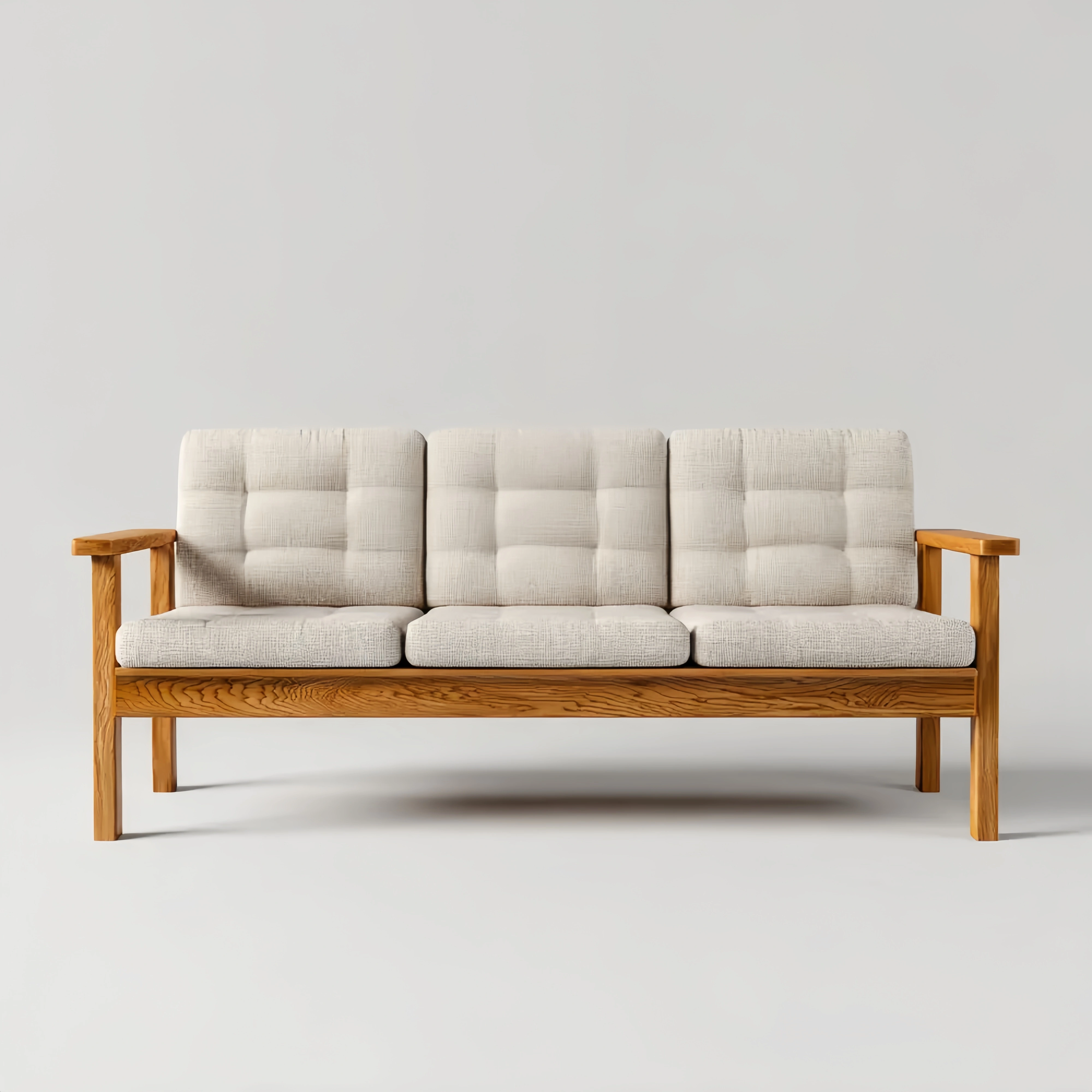 3-Sitzer-Sofa Holzrahmen Stoffpolster 210x80x75 cm – Beige – Skandinavisches Design