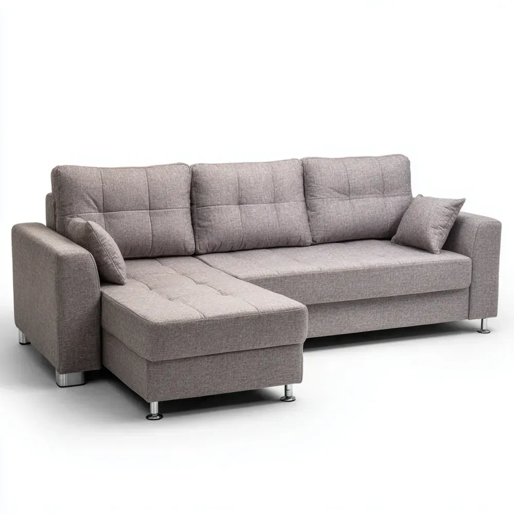 Ecksofa Stoff 270x210x85 cm – Hellgrau – Modernes Design