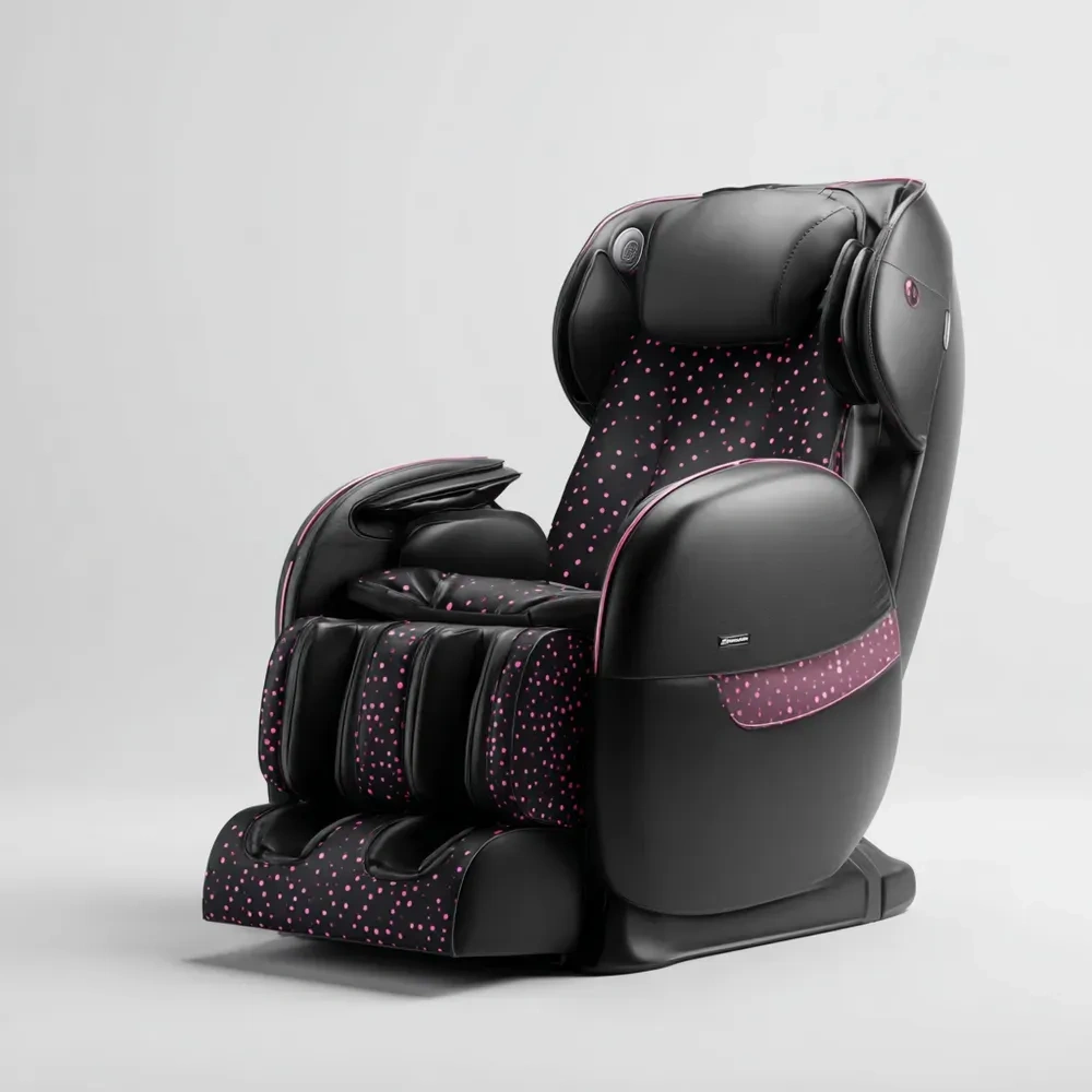 Massagesessel Kunstleder Schwarz/Rosa 75x120x115 cm Ergonomisches Design – Wellnessfunktion