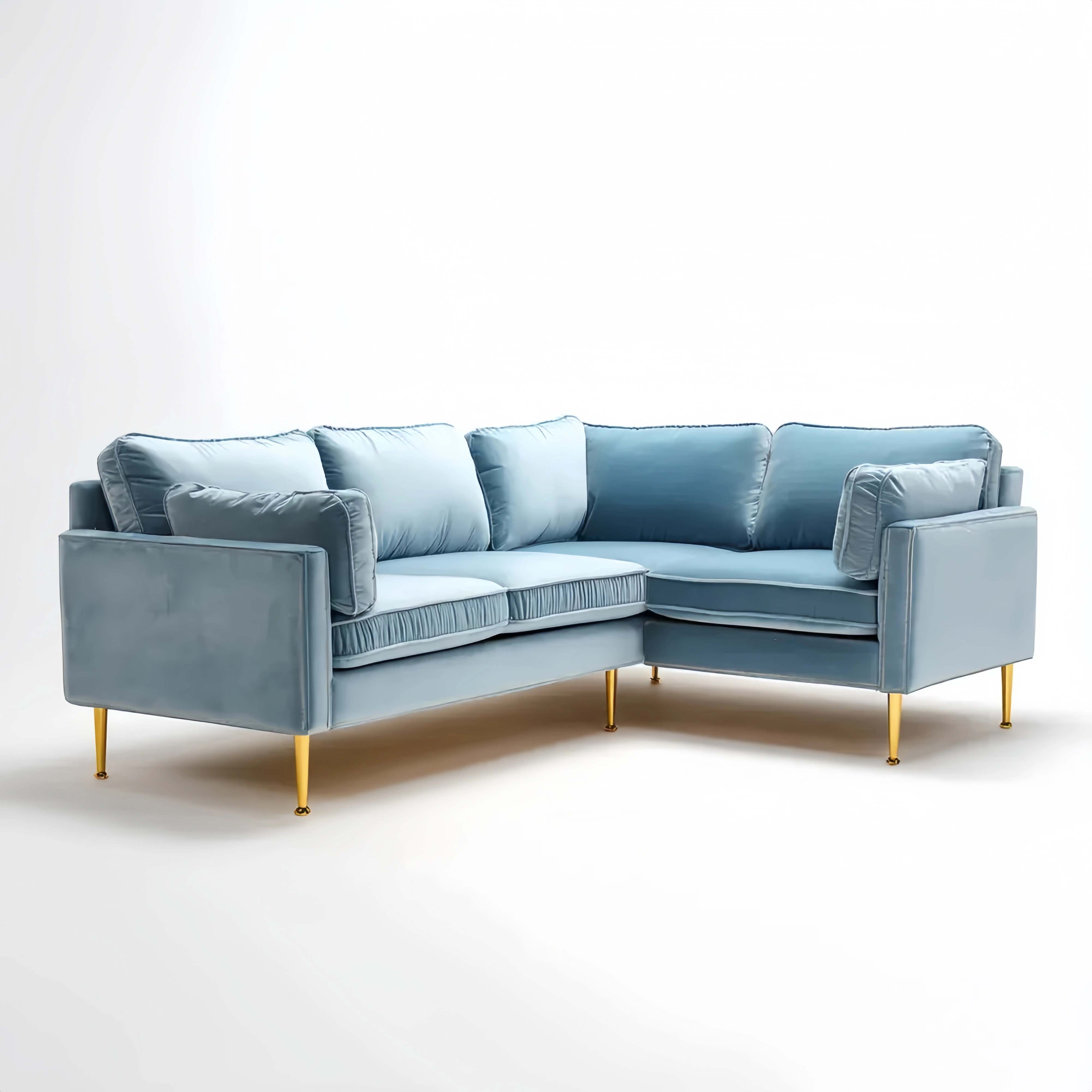 Ecksofa Samt 200x150x85 cm – Blau – Modernes Design
