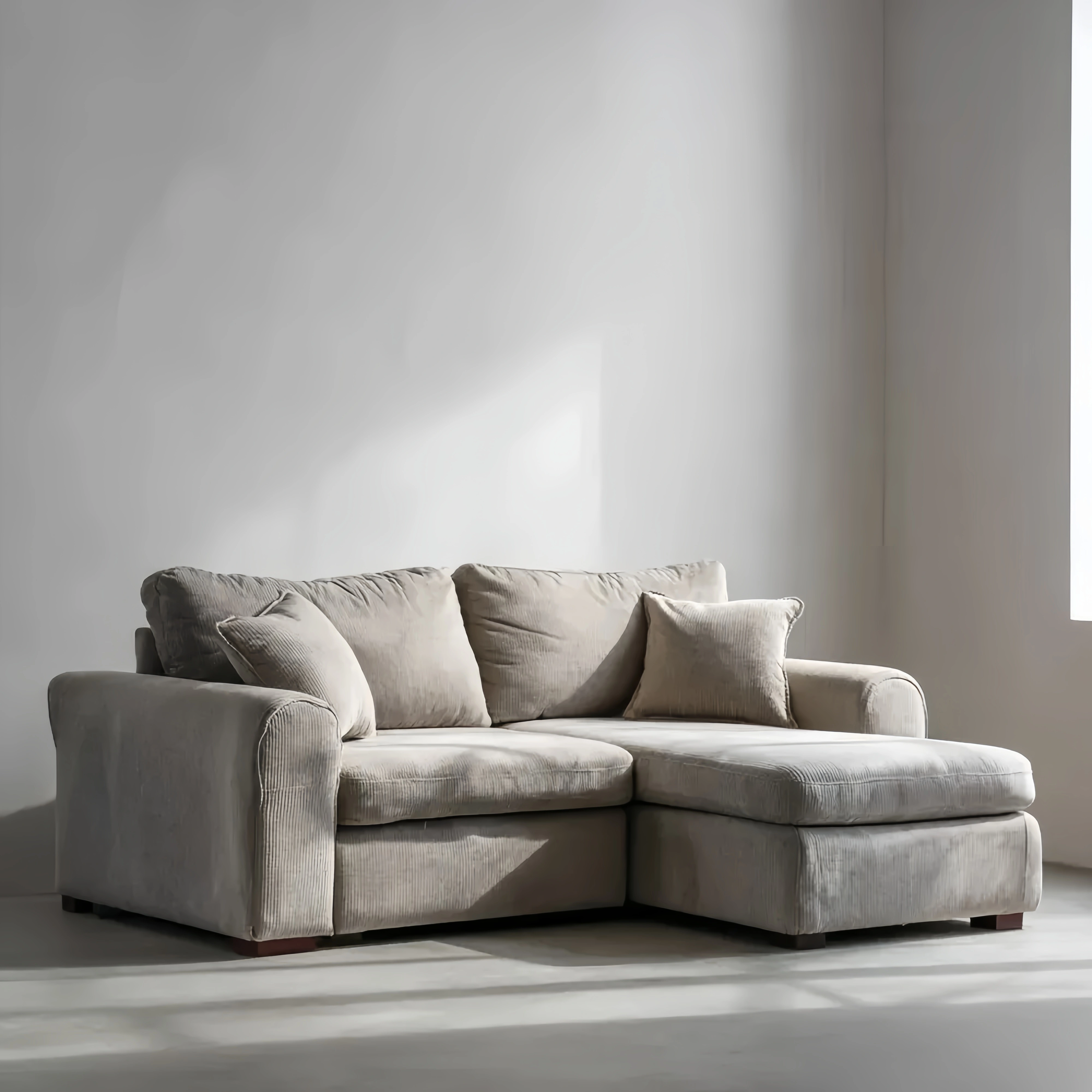 Ecksofa Stoff 250x160x85 cm – Hellgrau – Modernes Design