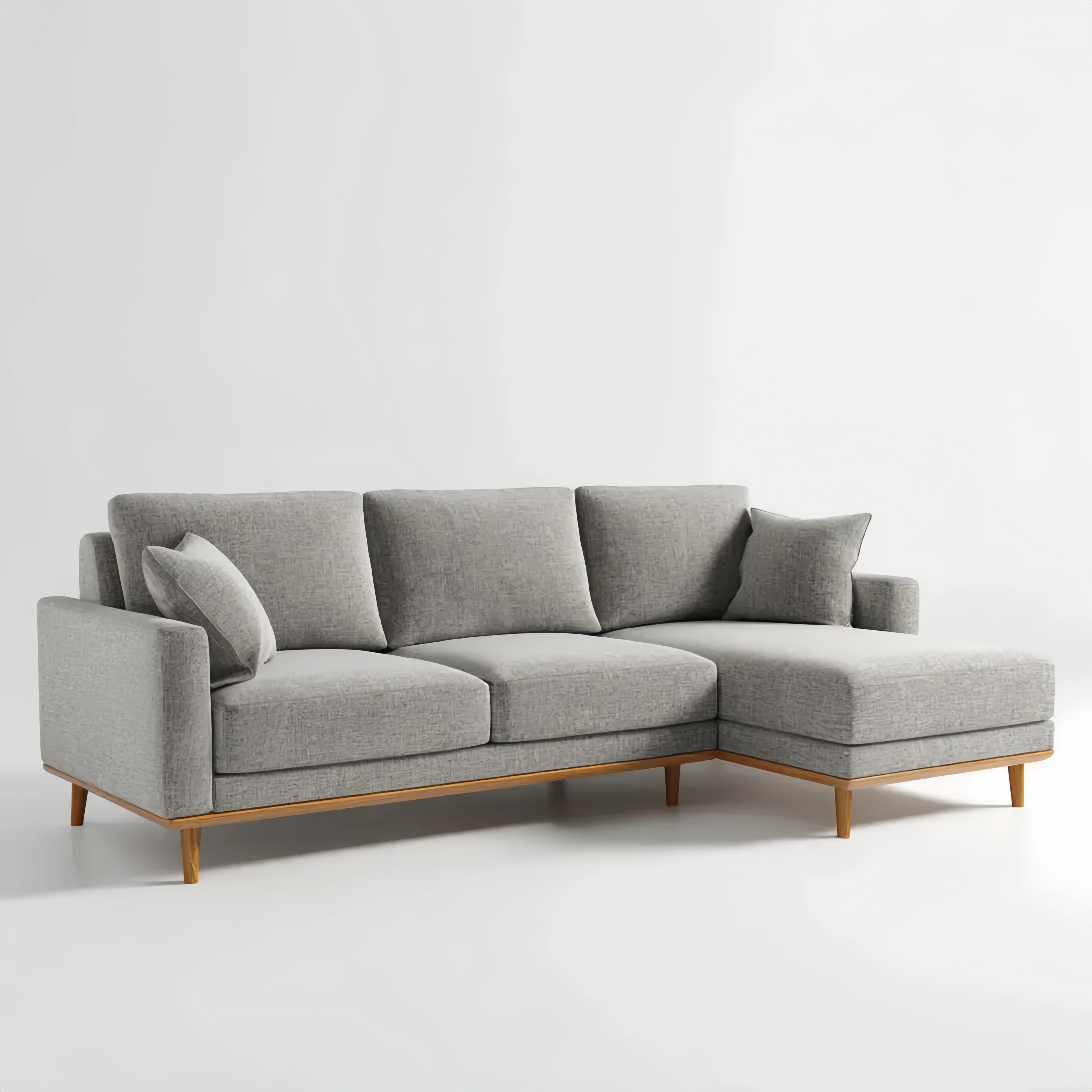Ecksofa Stoff 250x150x85 cm – Hellgrau – Skandinavisches Design