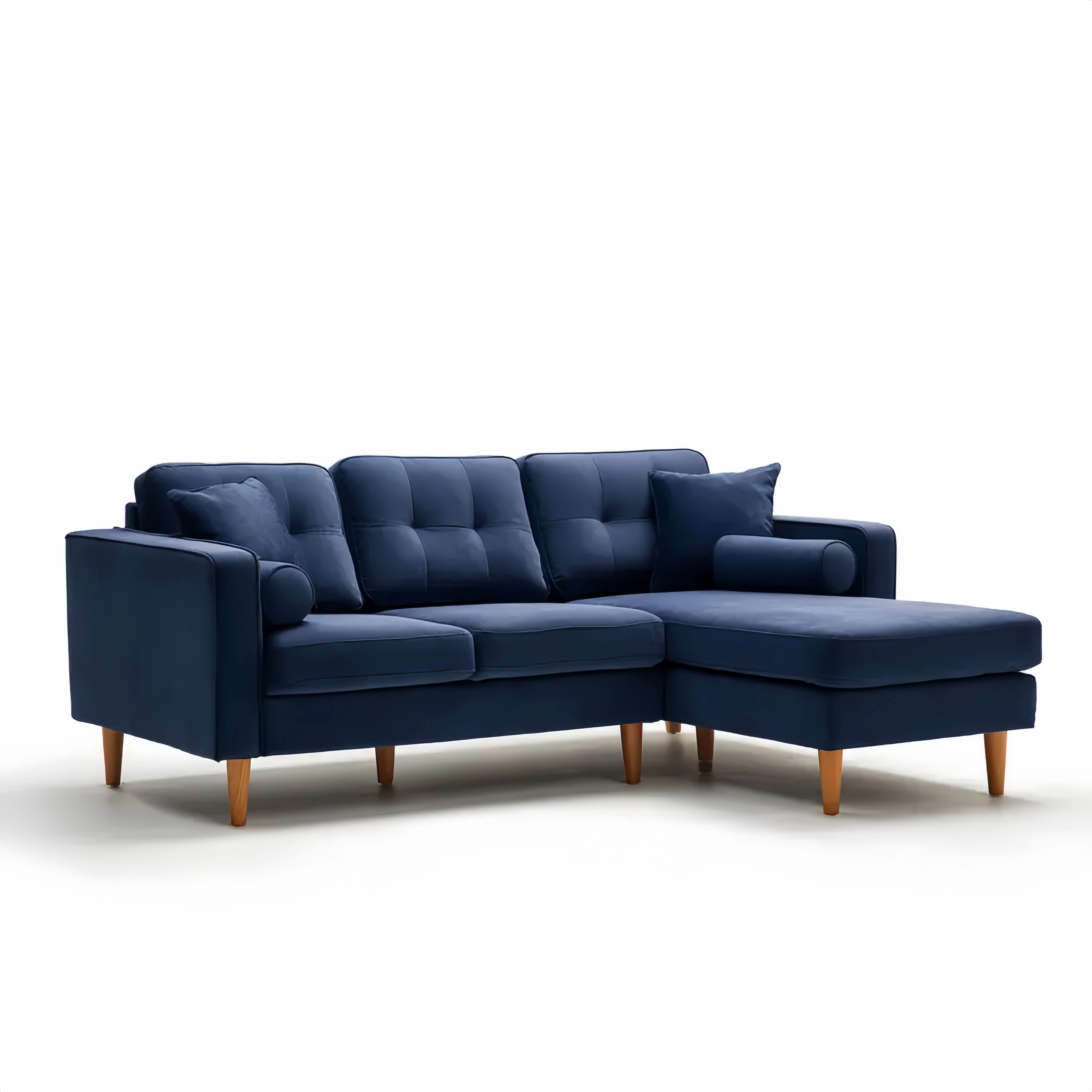 Ecksofa Stoff 225x150x85 cm – Dunkelblau – Modernes Design