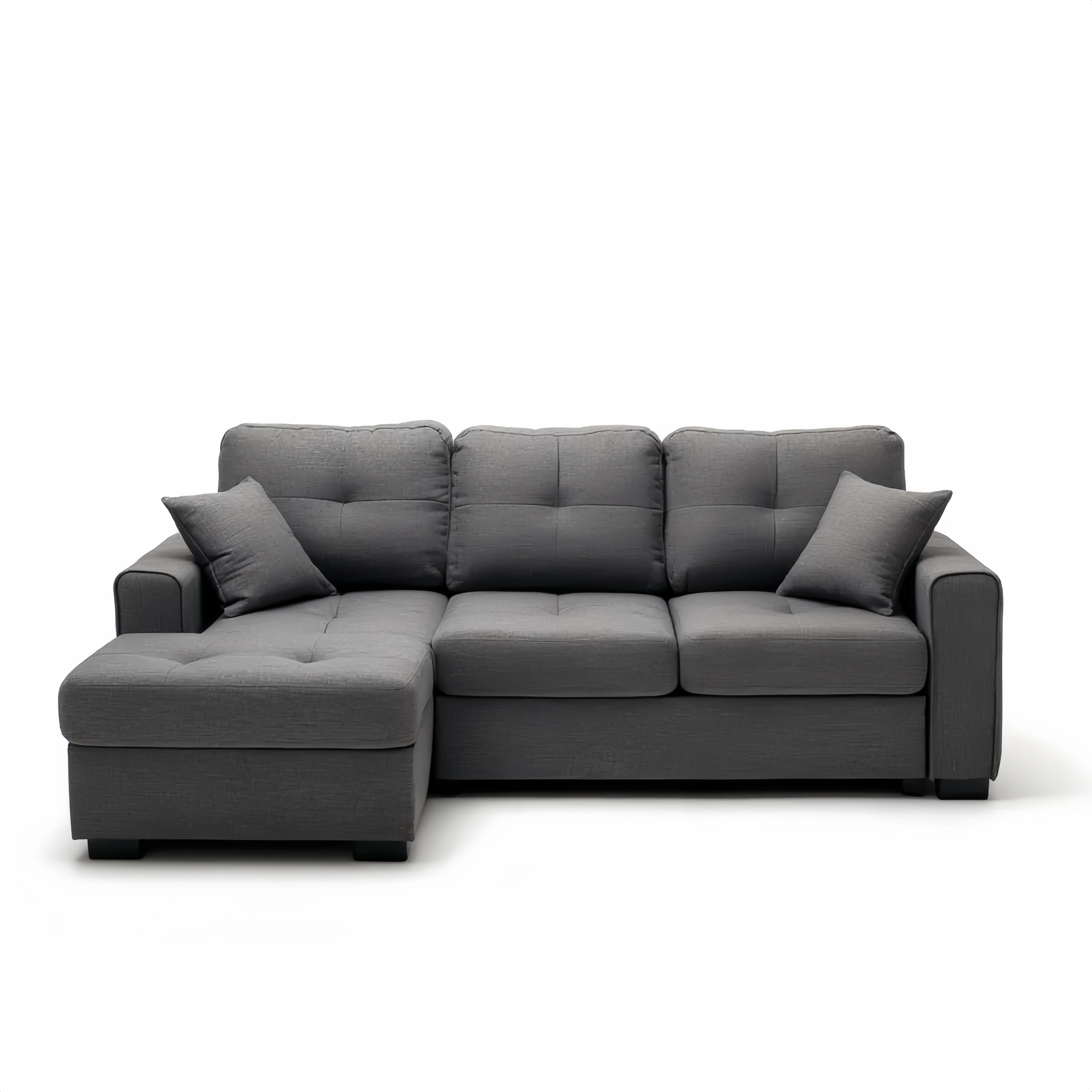 Ecksofa Stoff 250x150x85 cm - Dunkelgrau - Modernes Design