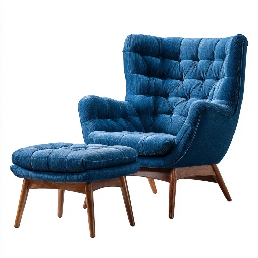 Loungesessel Set Stoff 85x95x100 cm – Blau – Skandinavisches Design