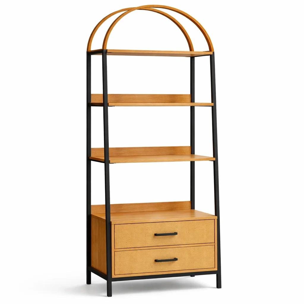 Etagere avec Tiroirs Bois et Metal Design Arque-FableFurni