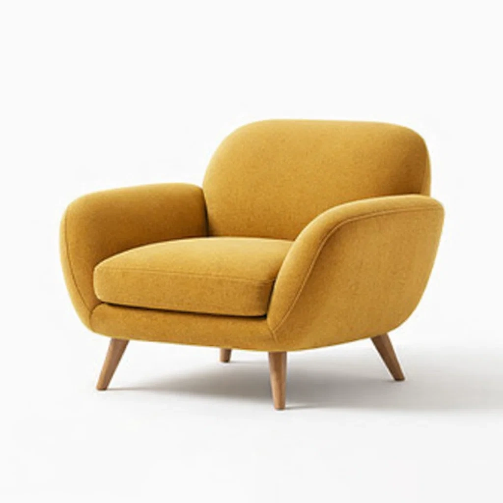 Fauteuil Design Scandinave Tissu Jaune-FableFurni