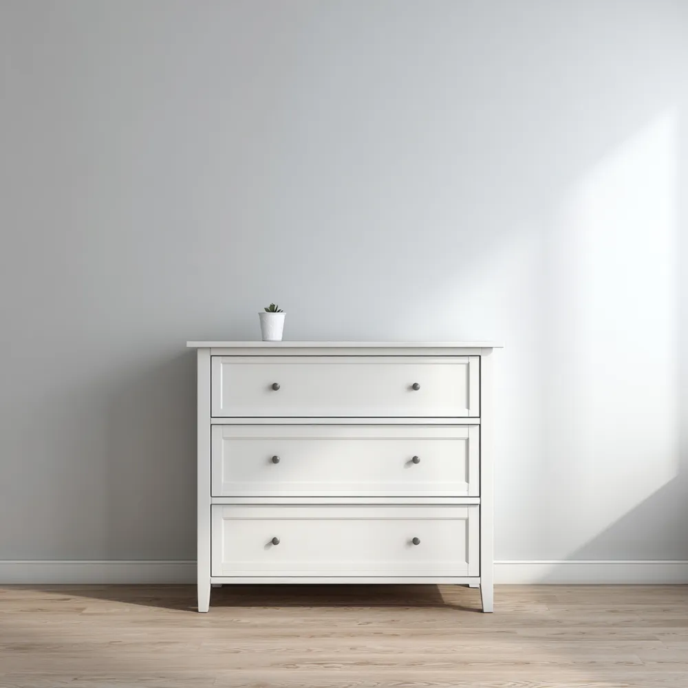 Commode 3 Tiroirs 90x40x80 cm Bois Blanc - Design Classique