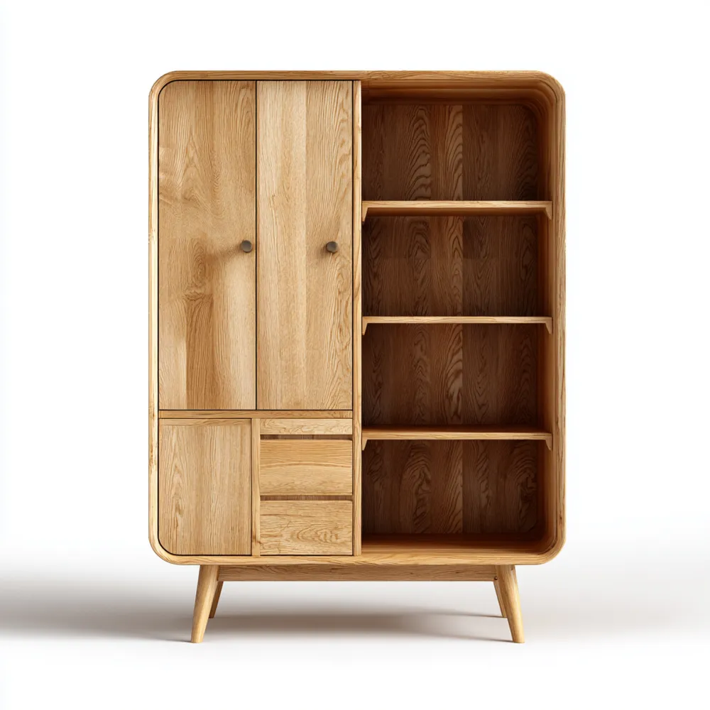 Armoire de rangement en bois Naturel avec étagères ouvertes – 180x90x40 cm – Design contemporain