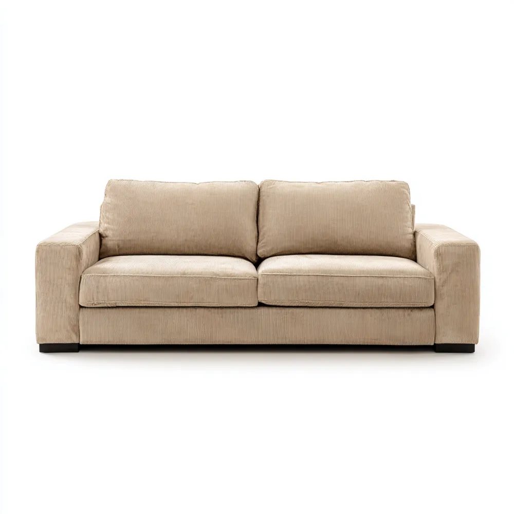 Canapé 2 places Velours côtelé 200x90x85 cm – Beige – Design Contemporain