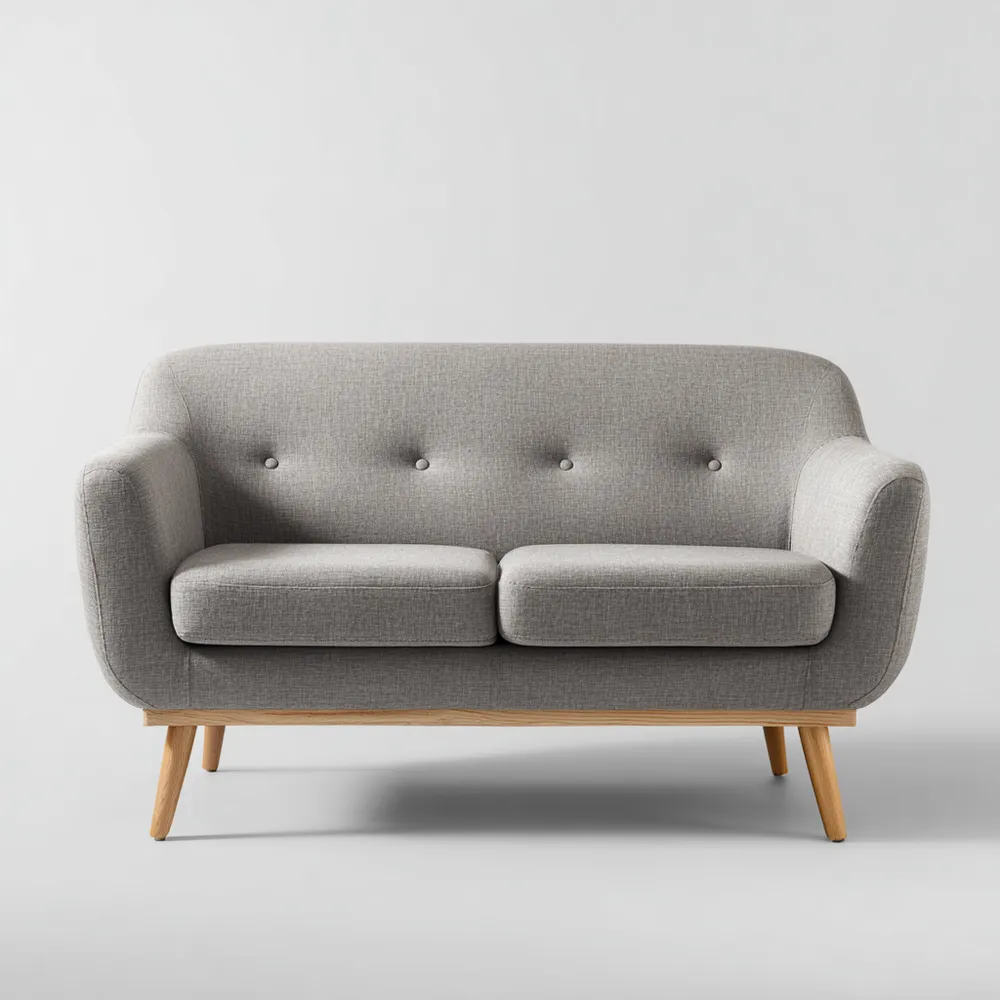 Canapé 2 places tissu 150x80x85 cm – Gris clair – Design moderne