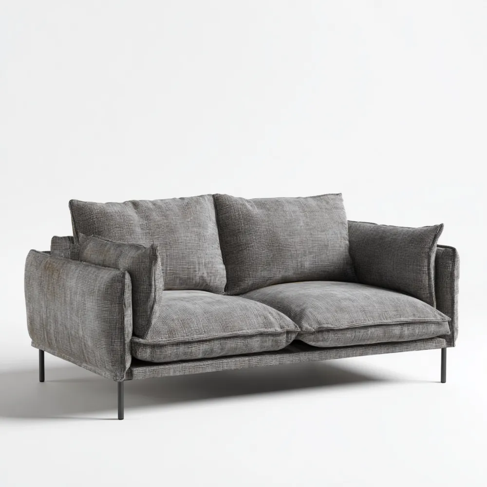 Canapé 2 places Tissu 150x85x75 cm – Gris – Design Contemporain