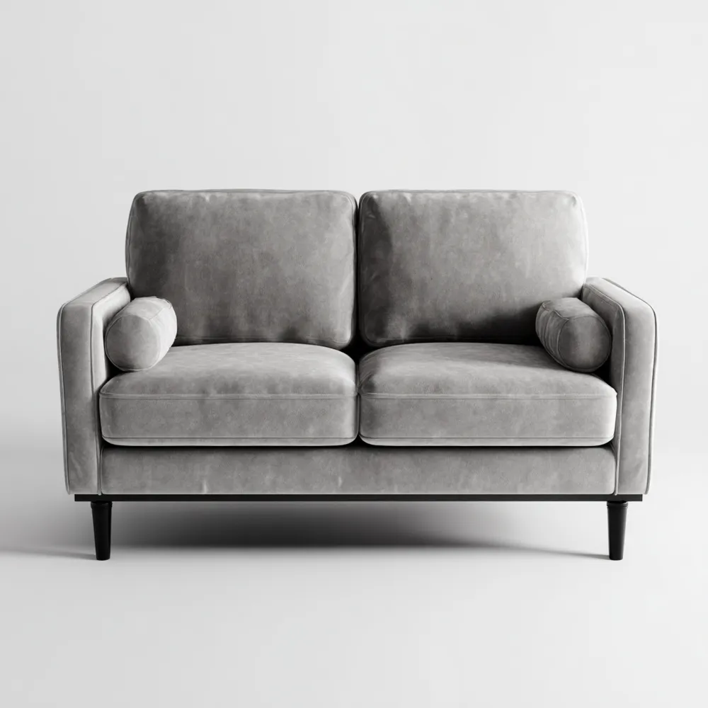 Canapé 2 places Velours 150x85x90 cm - Gris - Design Moderne