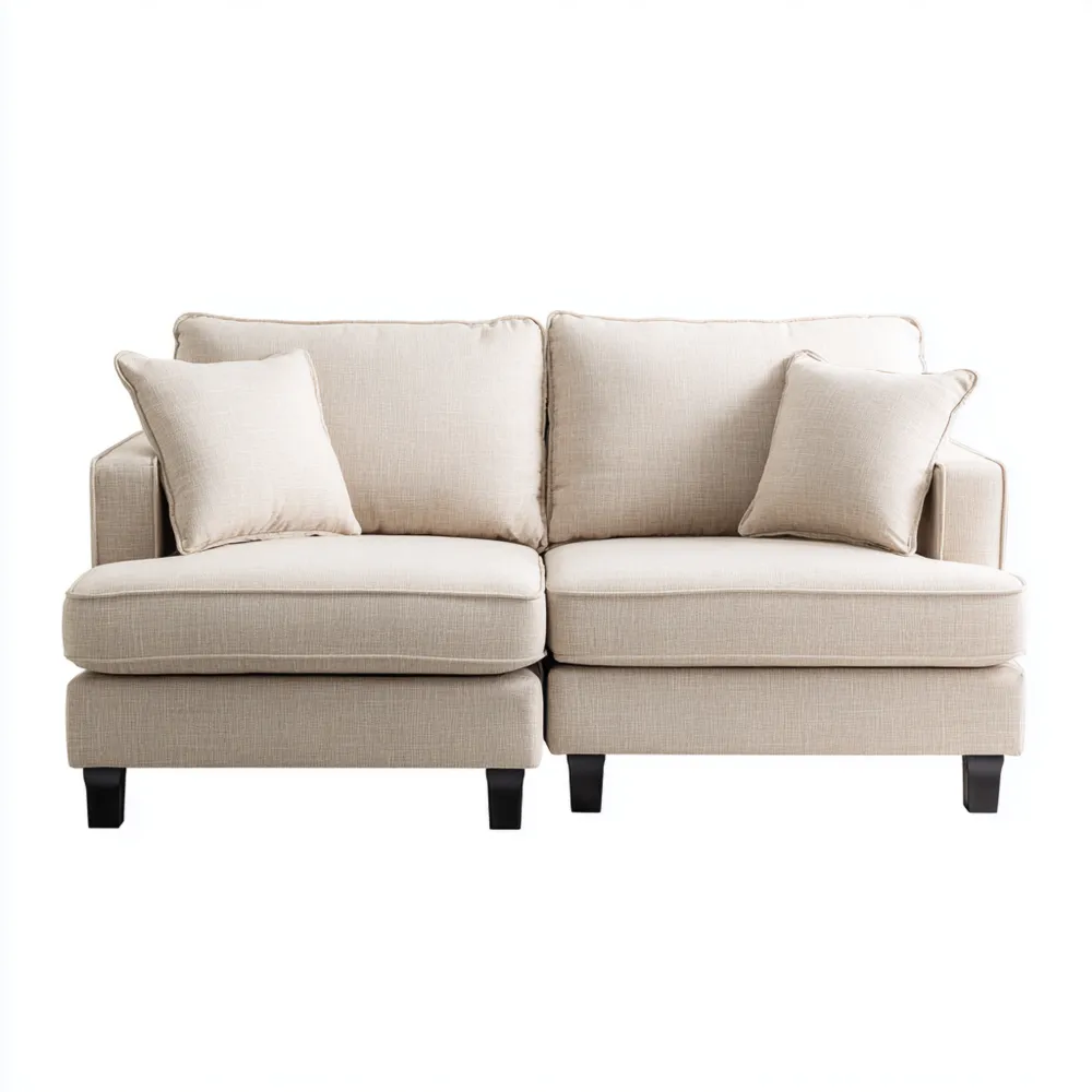 Canapé 2 places Tissu 150x90x85 cm – Beige – Design Contemporain