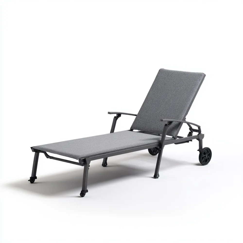 Chaise longue de jardin aluminium 190x65x40 cm – Gris – Réglable