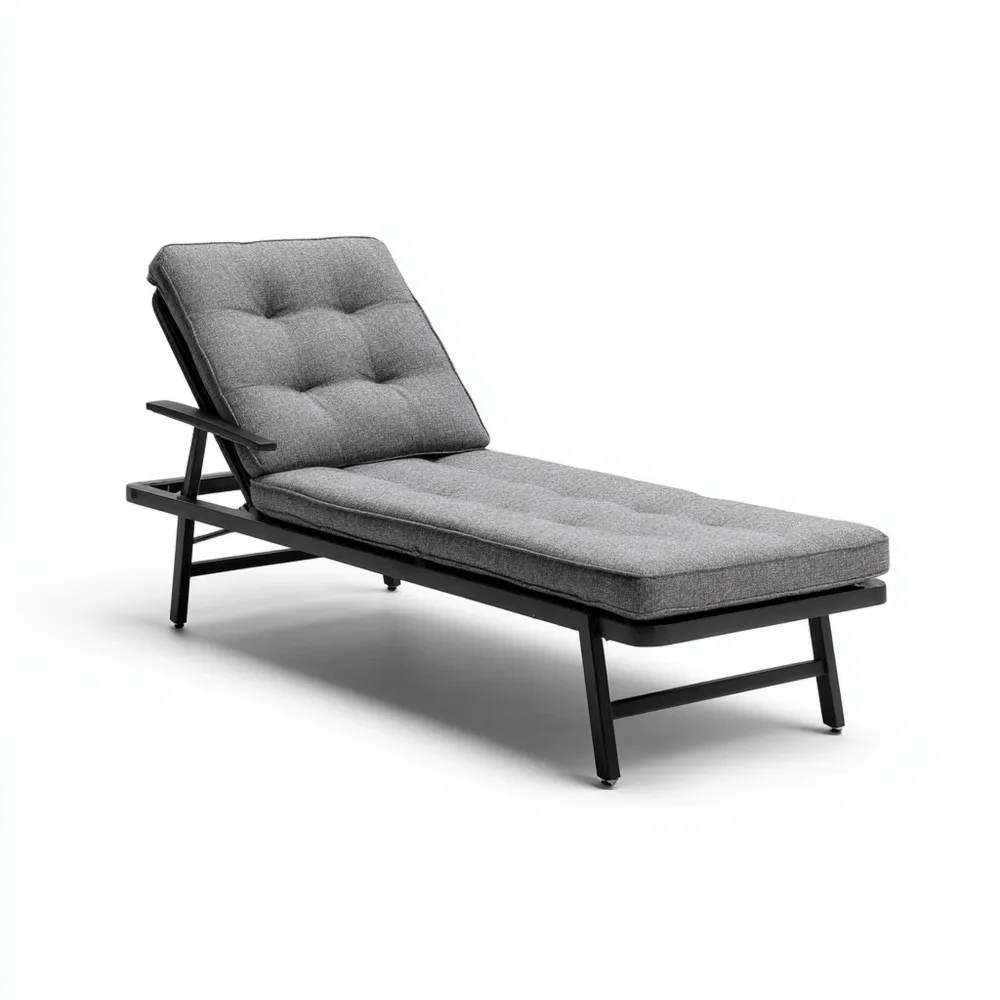 Chaise longue de jardin 200x70x35 cm - Aluminium et tissu - Gris