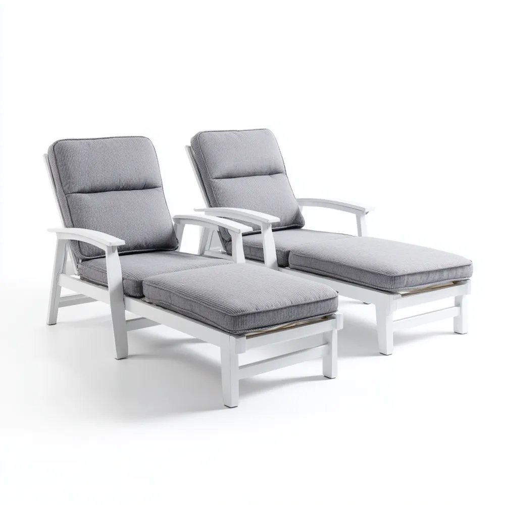 Chaises longues de jardin aluminium 195x65x95 cm - Textile Gris - Design contemporain