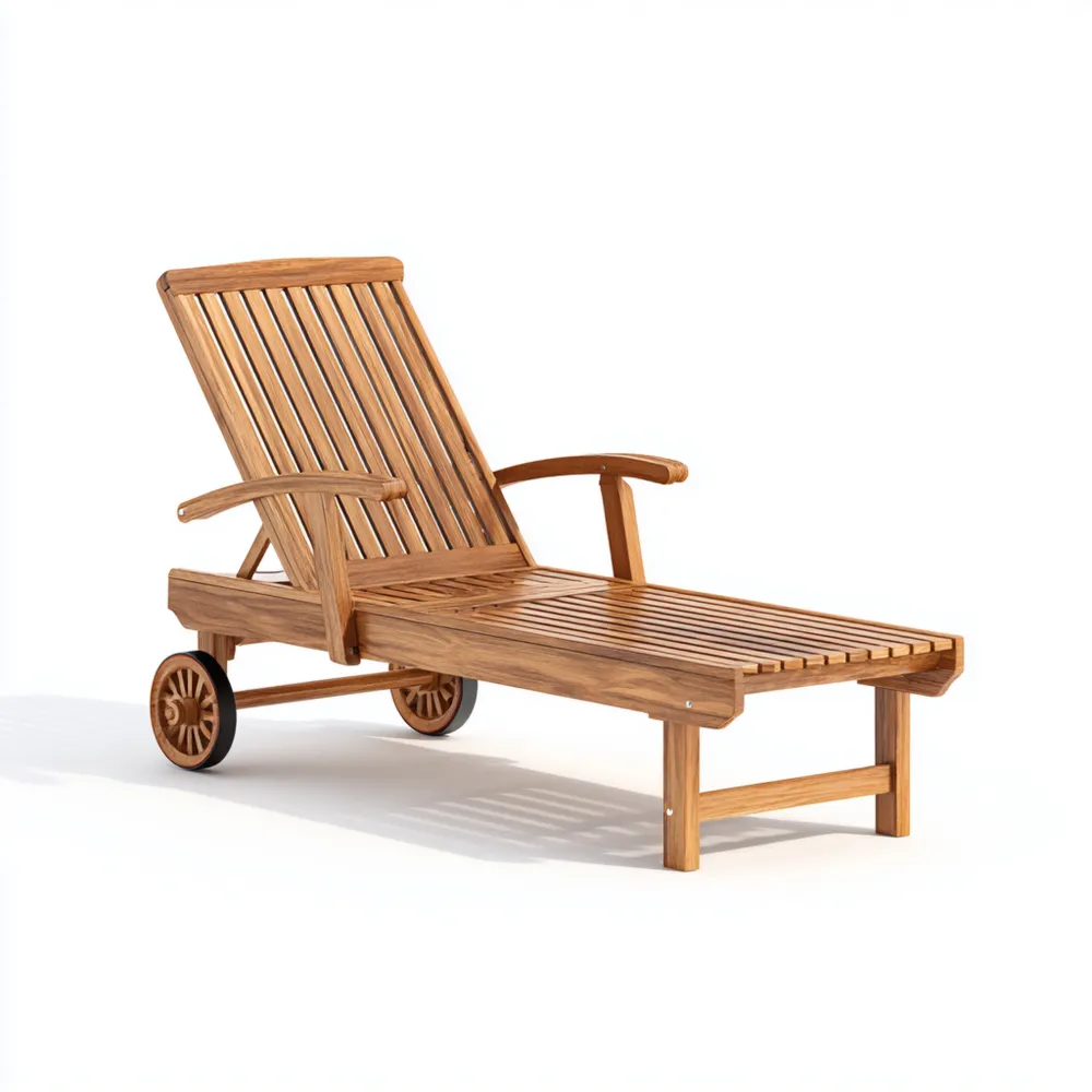 Chaise longue de jardin en teck 200x70x35 cm - Bois Naturel - Design Classique