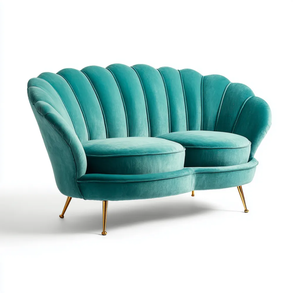 Canapé 2 places Velours 150x85x75 cm - Bleu Sarcelle - Design Contemporain