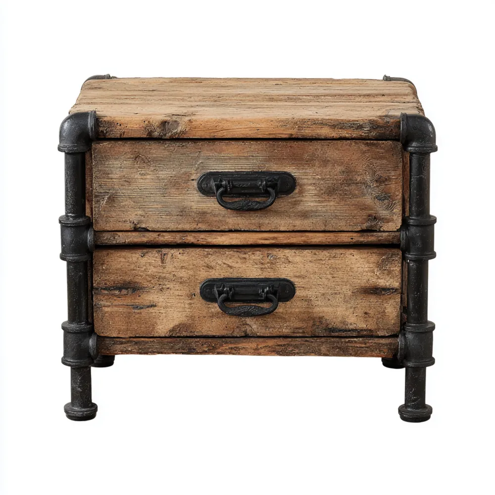 Table de chevet Bois récupéré 45x35x50 cm - Style industriel