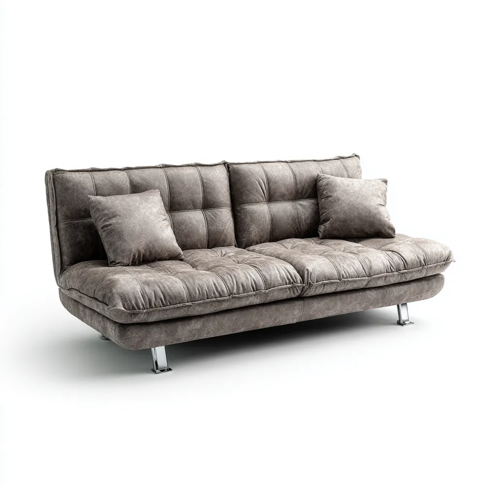 Canapé 2 places Convertible Matelassé Tissu 180x90x80 cm - Gris